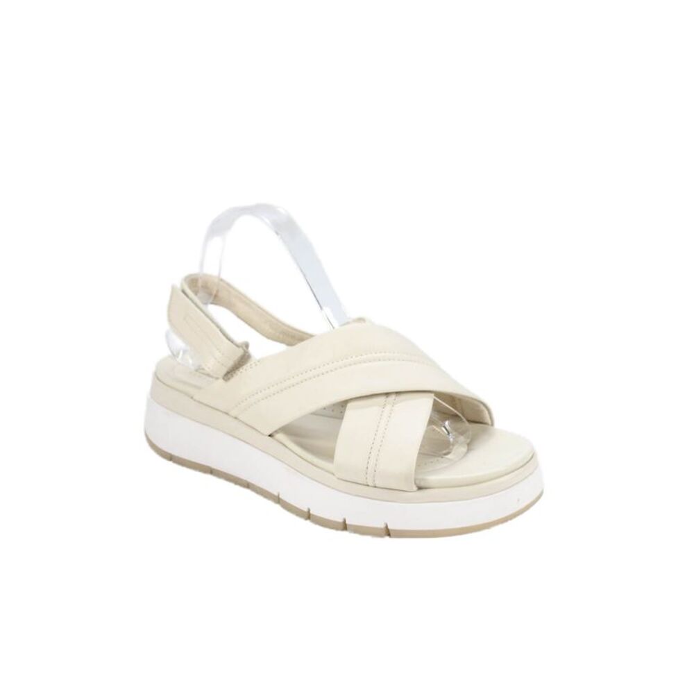 Clarks Womens Leather Cross Strap Slingbacks Sandals White Size 10 Medium